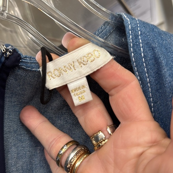 Ronny Kobo Denim Ruffle Dress Size M - Picture 3 of 13